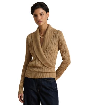 Women's Cable-Knit Shawl-Collar Sweater