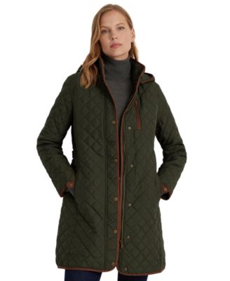 Petite Hooded Diamond-Quilted Coat