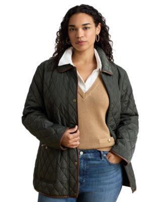 Plus Size Diamond-Quilted Lined Coat