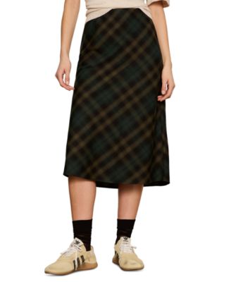 Women's Bias Plaid Midi A-Line Skirt