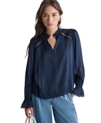 Women's Long-Sleeve Ruffle Collar Tops