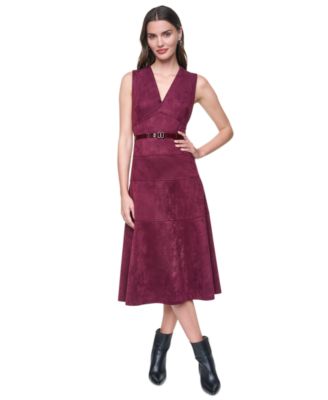 Women's A-Line V-Neck Sleeveless Midi Dress