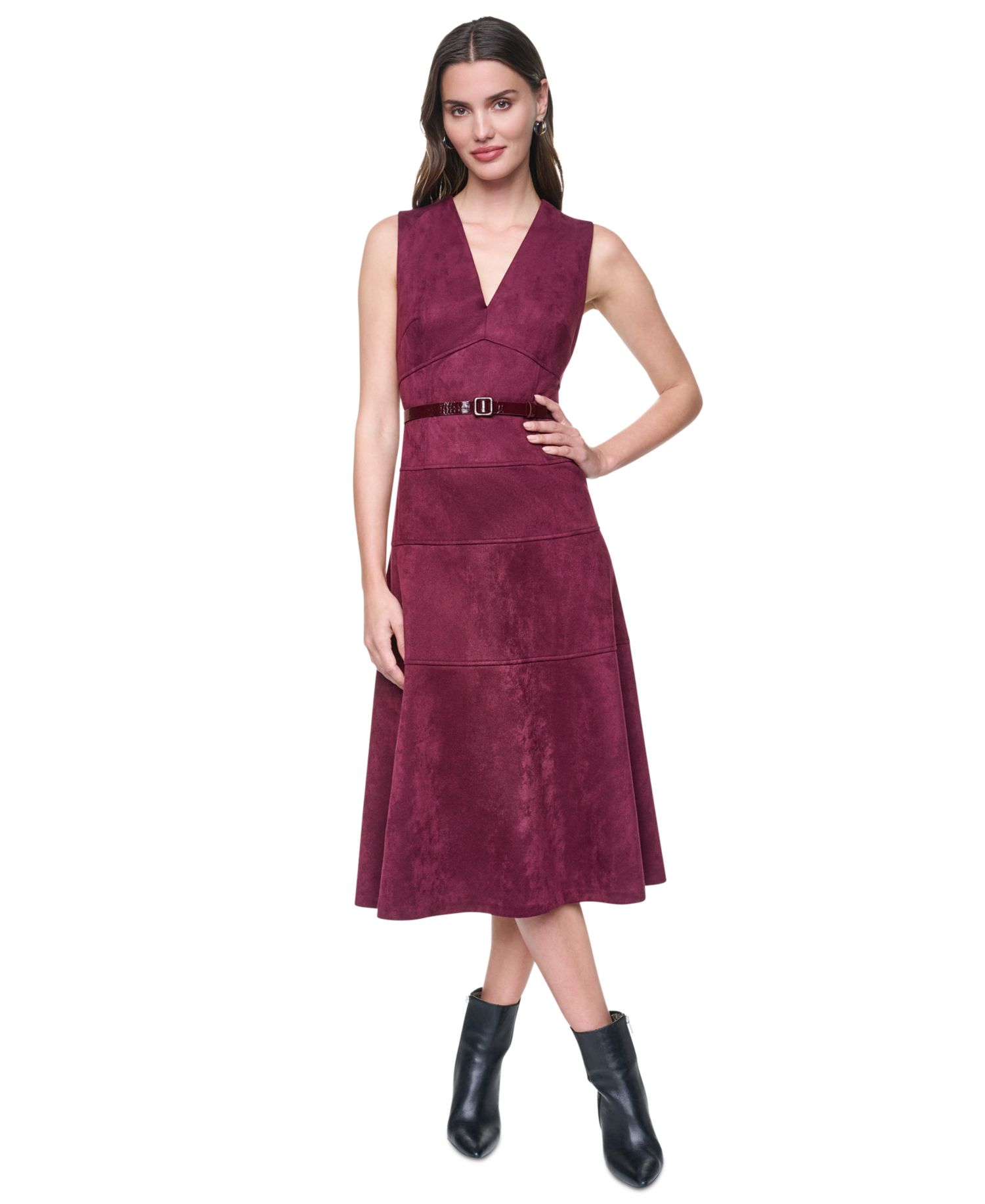 Women's A-Line V-Neck Sleeveless Midi Dress