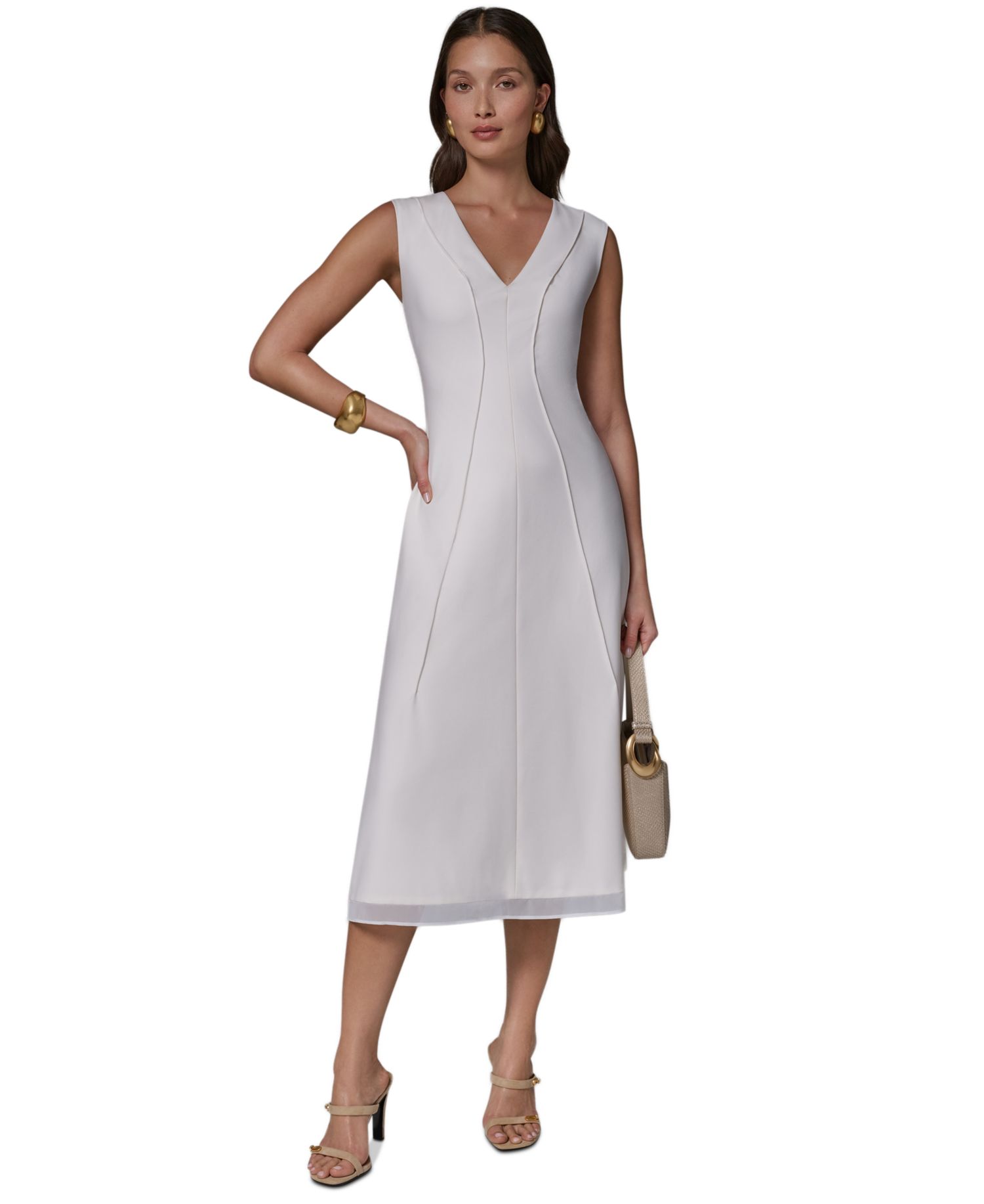 Women's Sleeveless V-Neck Midi Dress