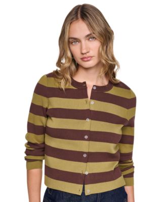 Petite Striped Cotton-Blend Cardigan