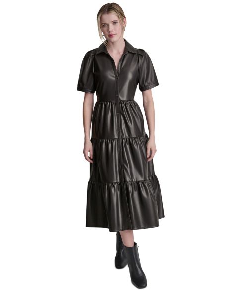 Женское платье DKNY Jeans Button-Front Tiered, цвет: Чёрный