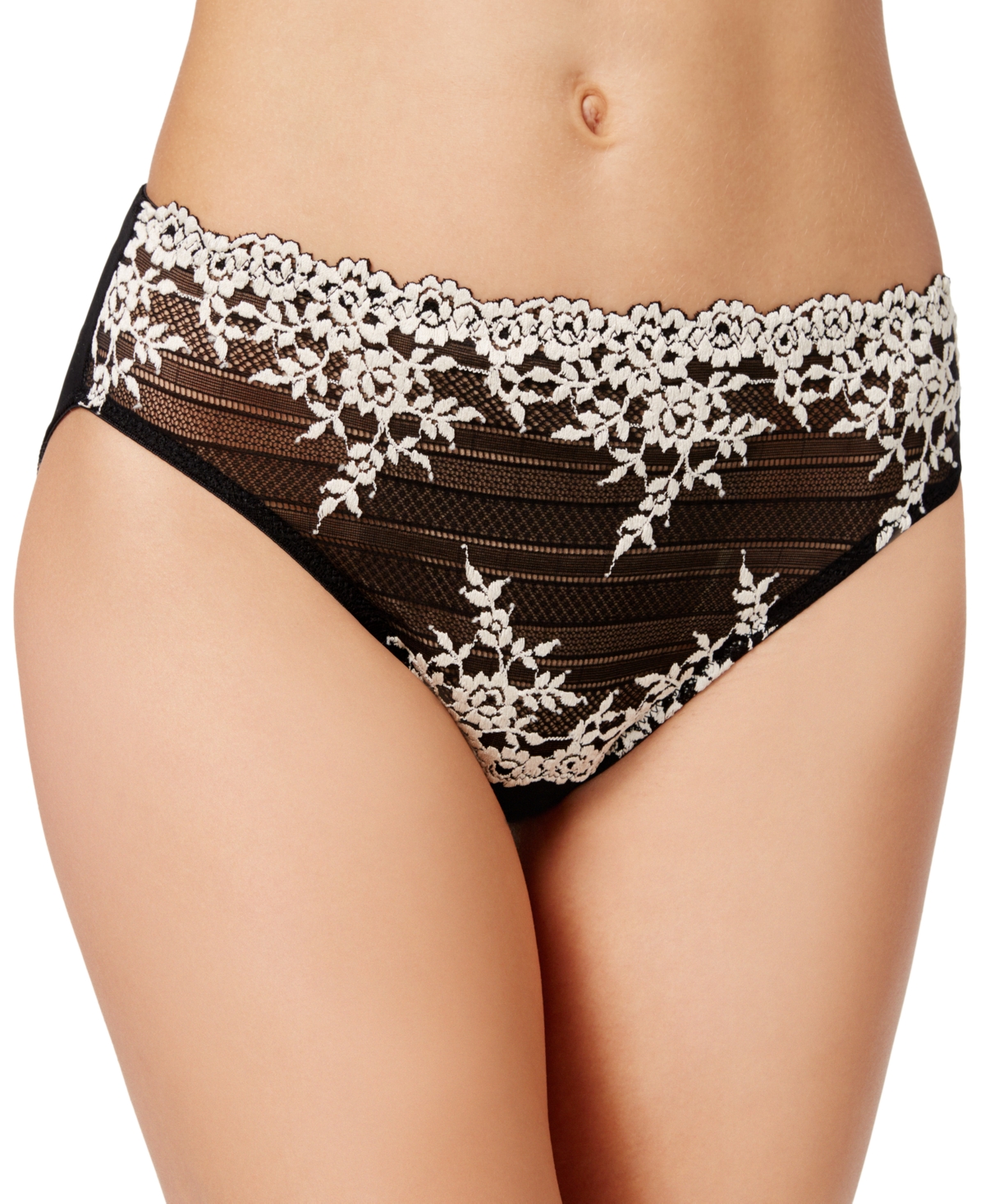 Wacoal Women's Embrace Lace Hi Cut Embroidered Brief Underwear Lingerie 841191 - Black
