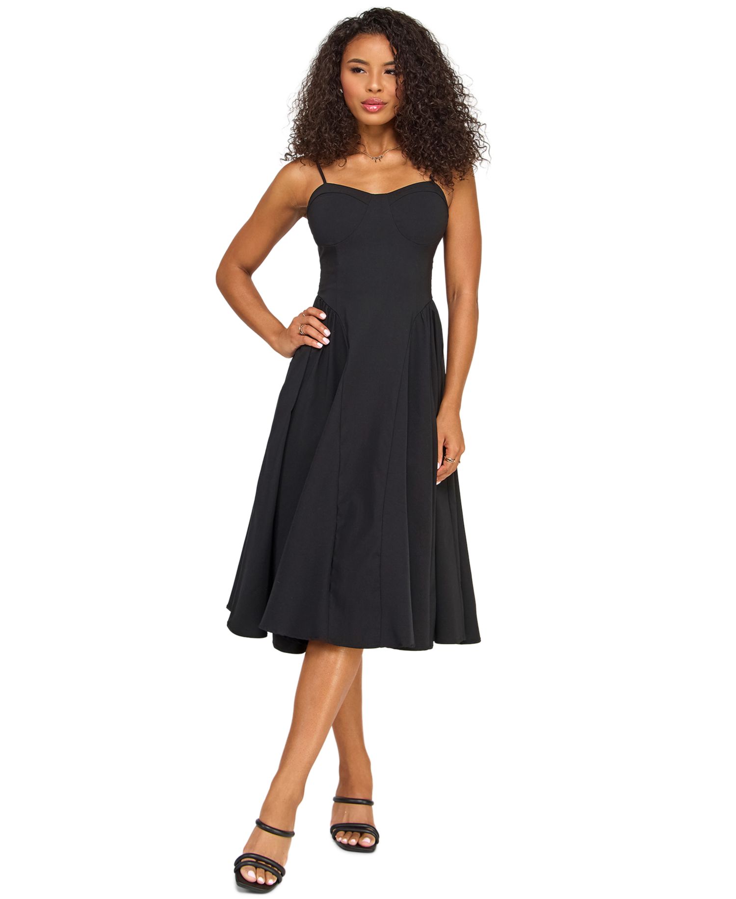 Juniors' Sweetheart Neck Bow-Back Midi Dress
