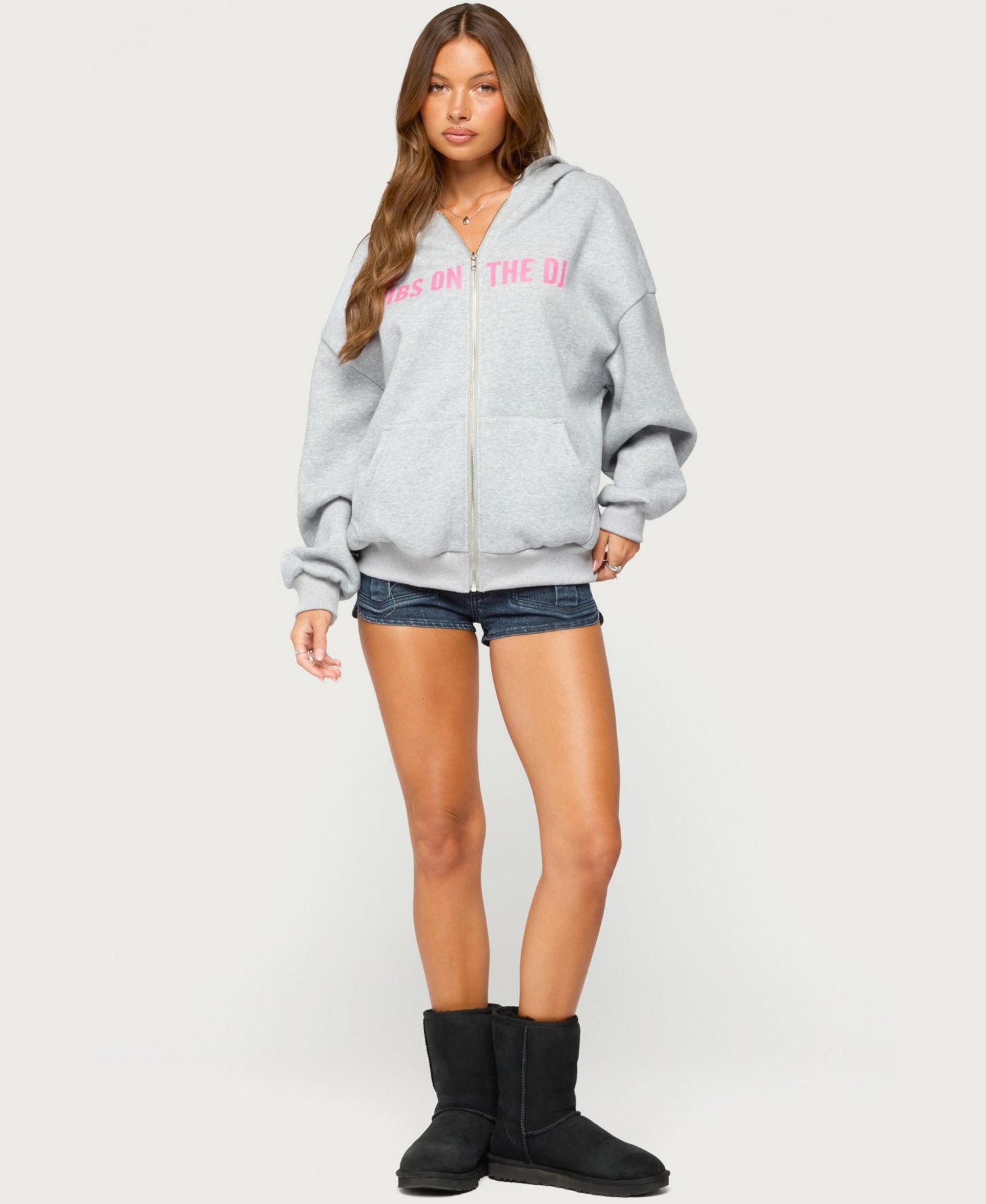 Women's DJ Lover Oversized Fleece Zip-Up Hoodie