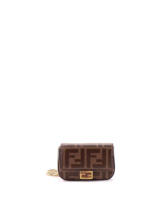 Nano Chain Baguette Charm Bag Zucca Coated Canvas