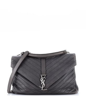 Large Classic Monogram College Bag Matelasse Chevron Leather