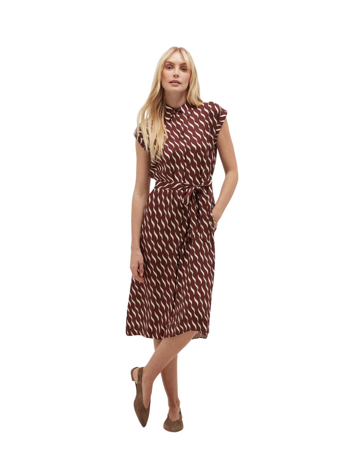 Women's Viviene Textured Tie Waist Midi Dress