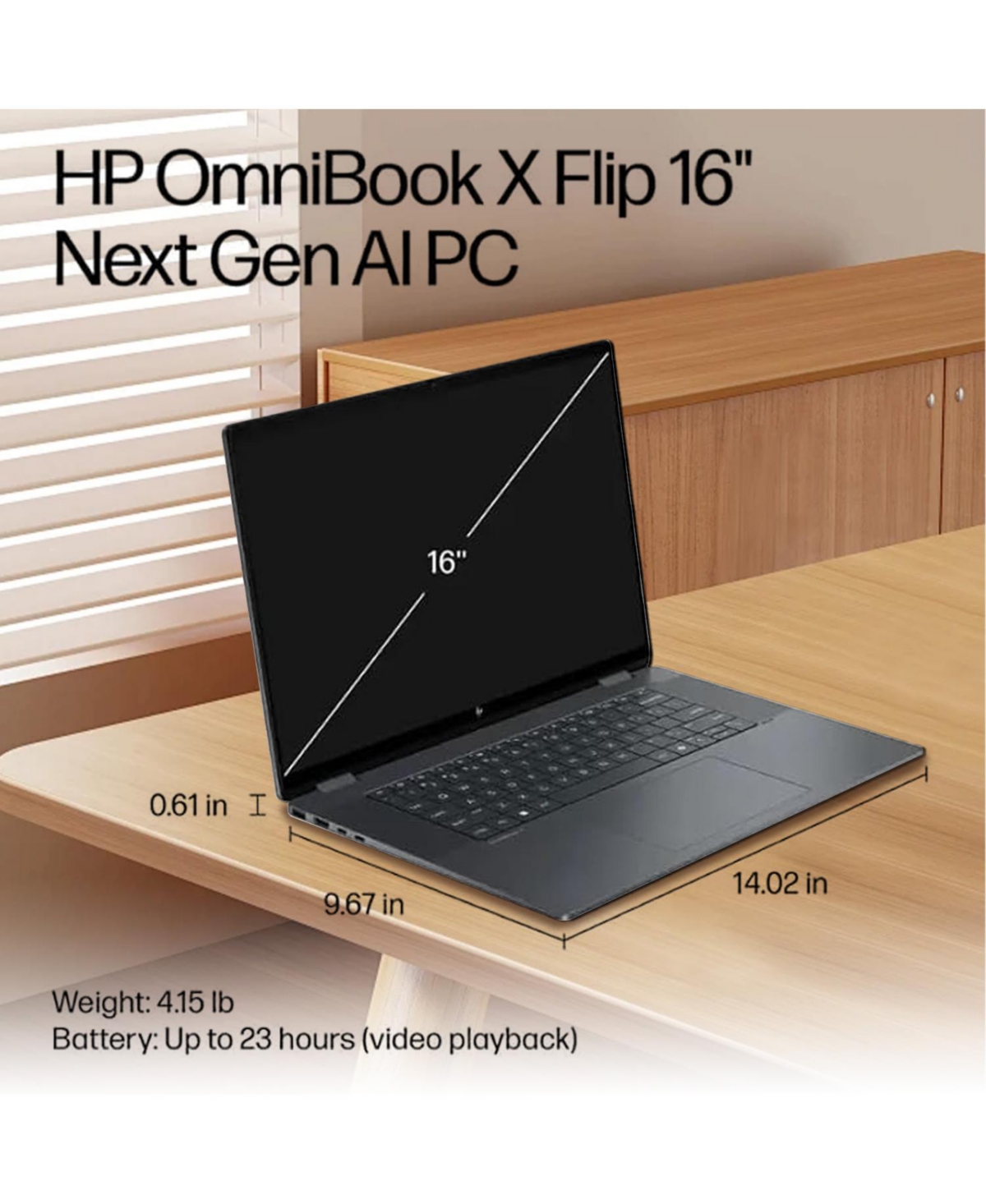 Hp OmniBook X 16" Fhd+ Touchscreen 2-in-1 Laptop, Intel Core Ultra 7 256V, Intel Arc 140V, 16GB Ram, 1TB Ssd, Wi-Fi 6, Win11 Pro, Grey