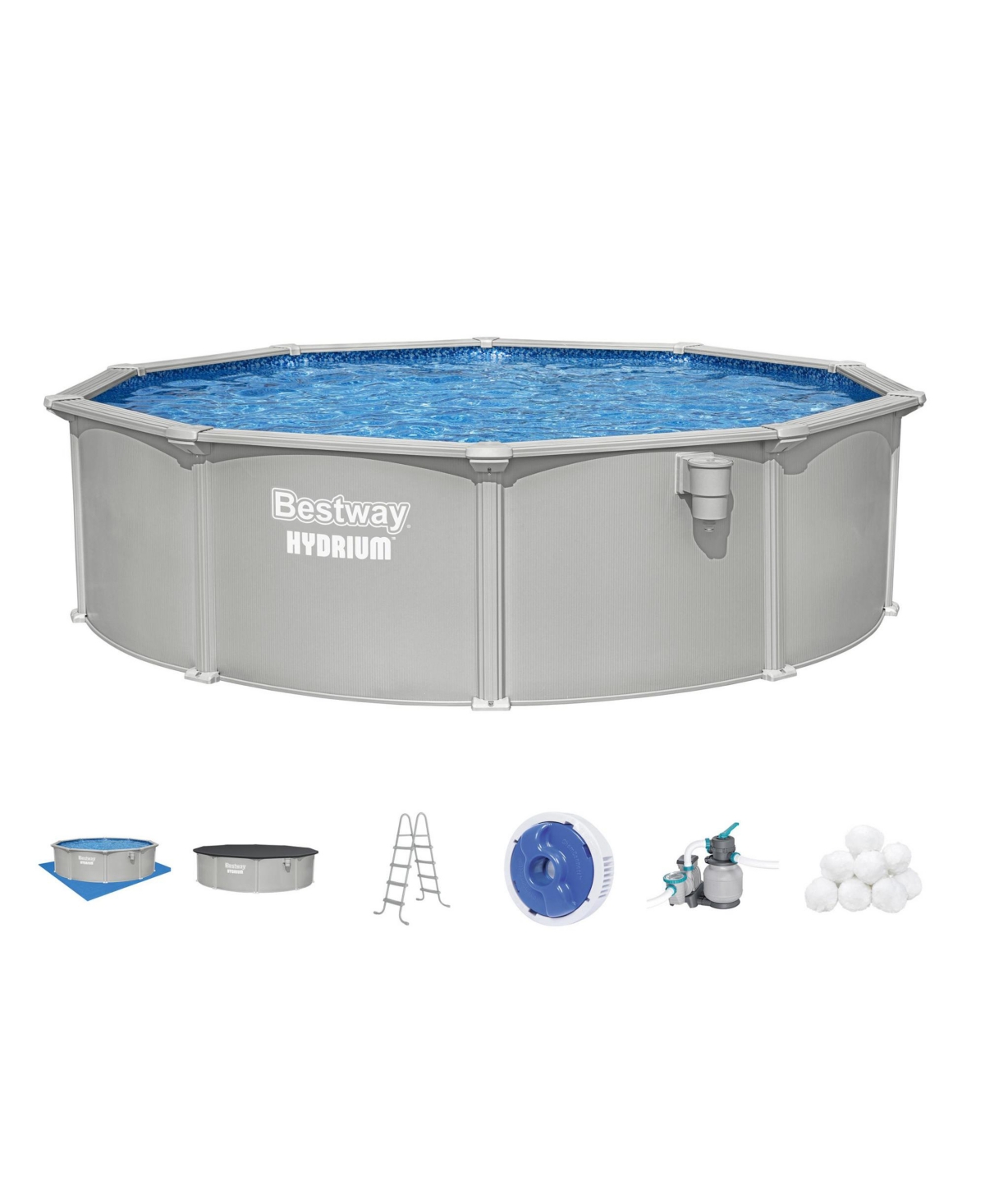 Bestway Hydrium 15' x 48" Round Steel Wall Above Ground Pool Set