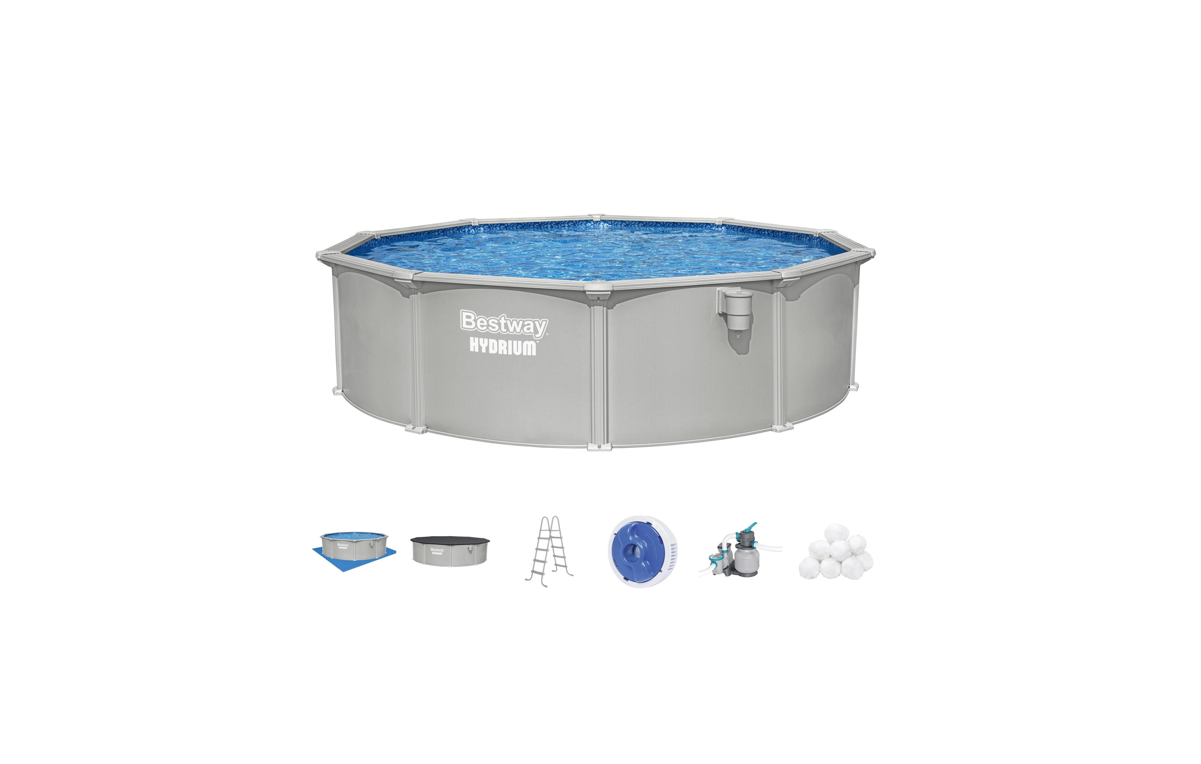 Bestway Hydrium 15' x 48" Round Steel Wall Above Ground Pool Set