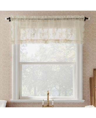 Lillemor Vintage Floral Lace Sheer Rod Pocket Kitchen Curtain Valance