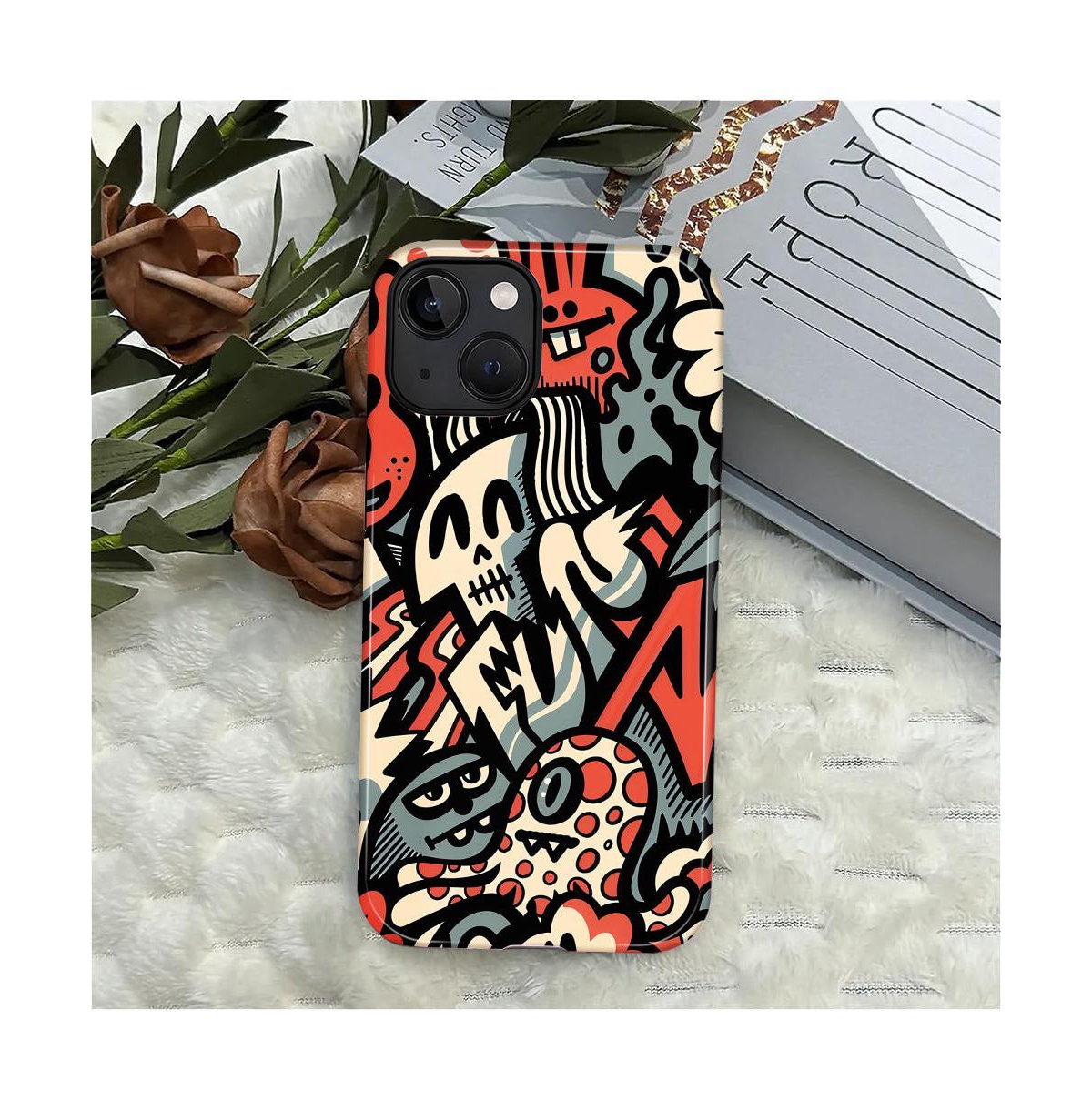 Lisen Phone Case Compatible with Apple iPhone 14, 2-Layer Durable, Skull Riot