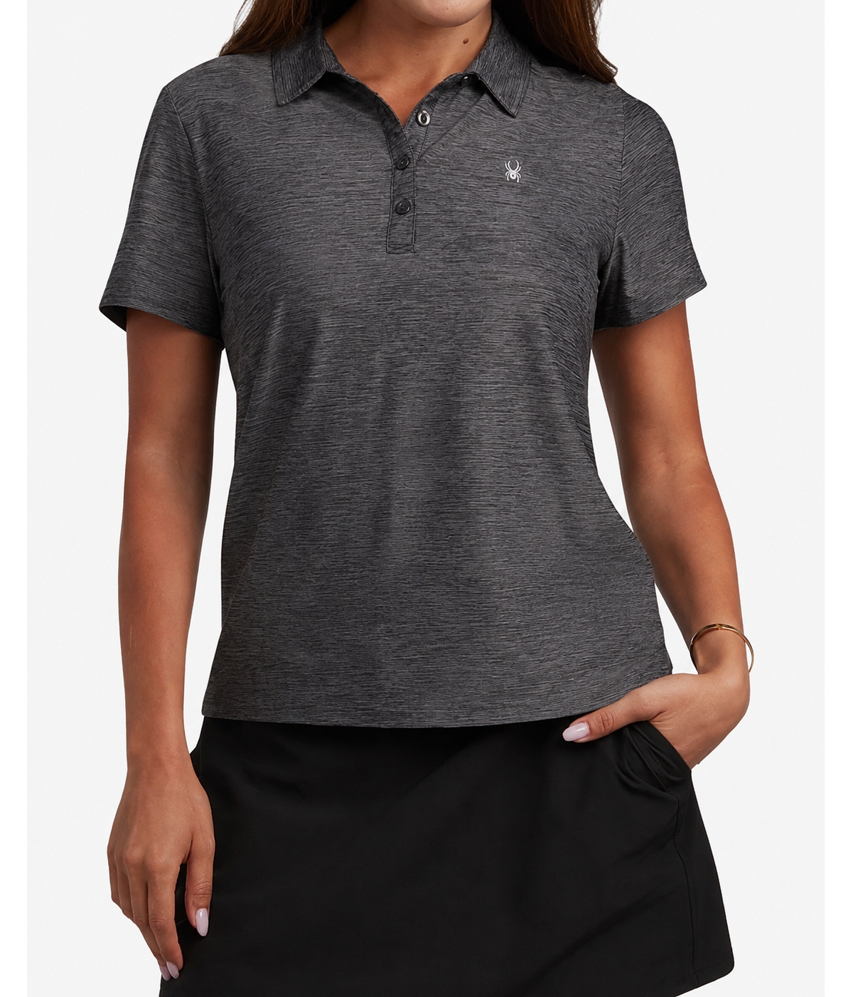 Spyder Women's Weekender Space-Dye Relaxed Fit Short-Sleeve Polo Shirt