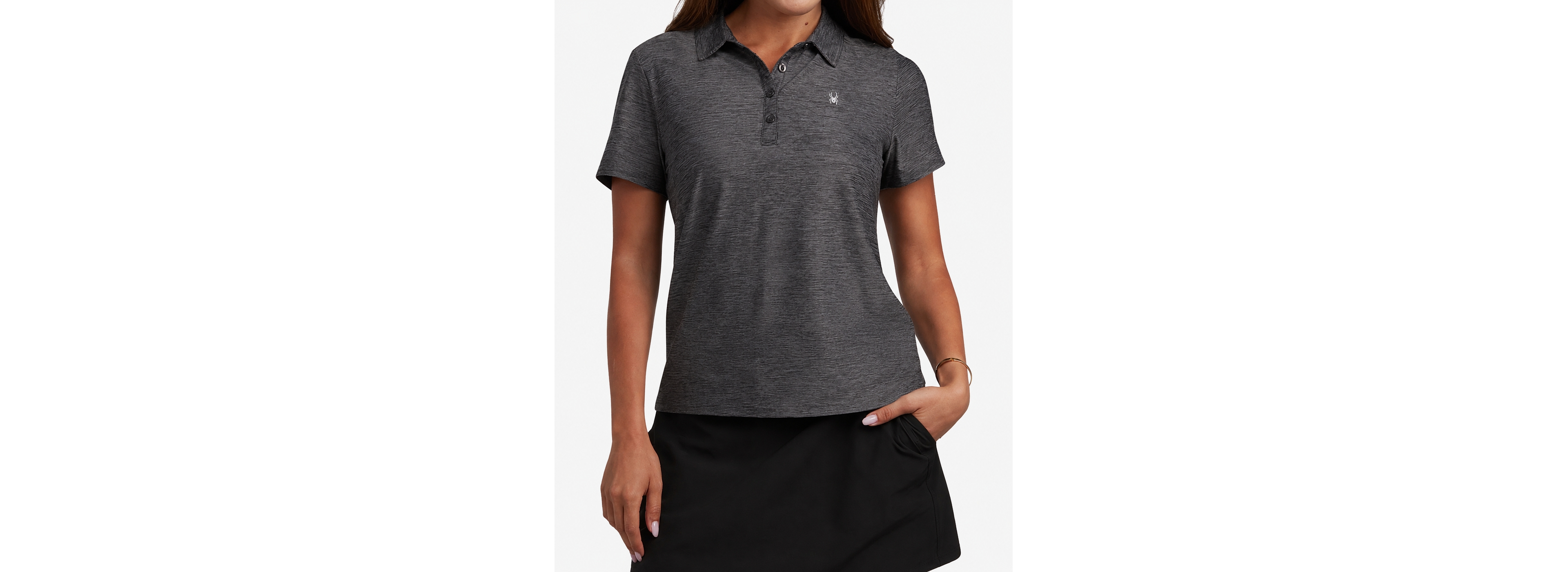 Spyder Women's Weekender Space-Dye Relaxed Fit Short-Sleeve Polo Shirt