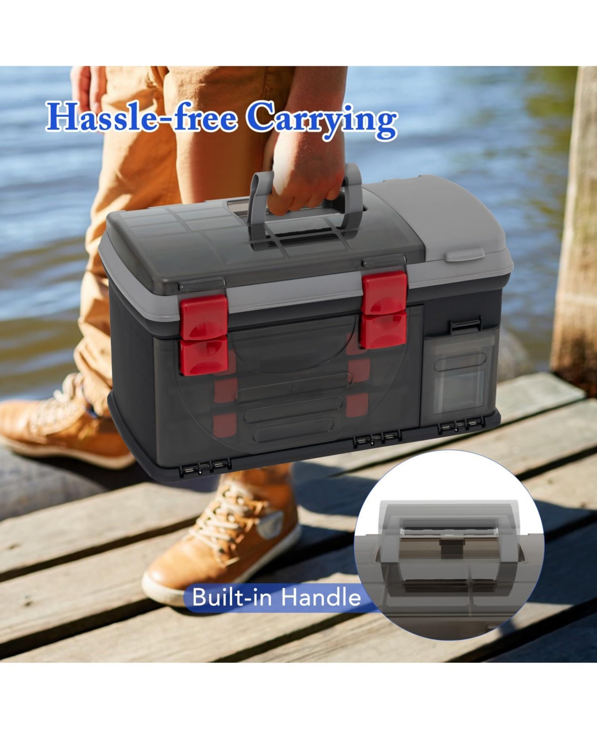 Piscifun 5 Layer Fishing Tackle Box Organizer With Removable Utility Boxes Adjustable Dividers Portable Storage