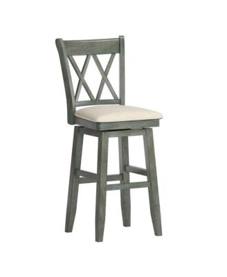 Lea Cross Swivel Bar Stool w/ Beige Linen Seat