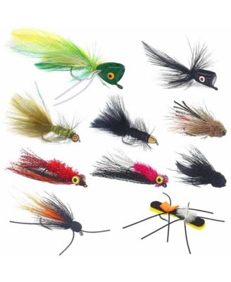 Hand Tied Bass Trout Fly Fishing Lures Kit 10 Piece With Carry Box