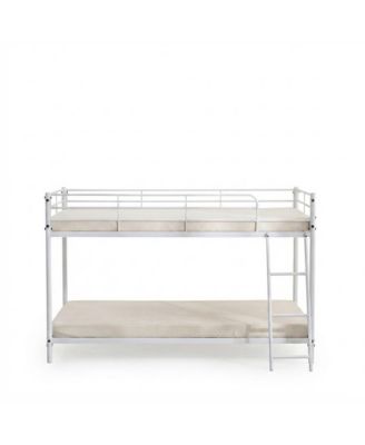 Twin Size Metal Bunk Bed with Ladder and Full-Length Guardrails