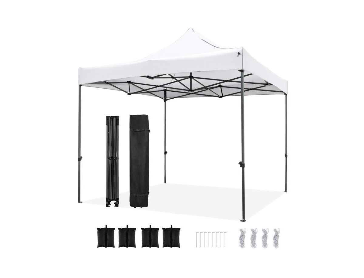 Boyel Living Outdoor Pop up Canopy Tent Easy Setup Gazebo Shelter with Wheeled Bag - White