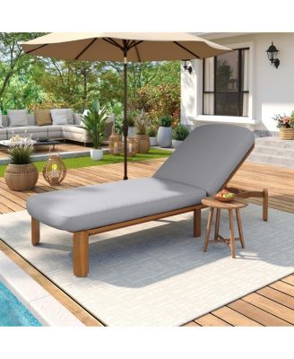 Acacia Wood Adjustable Outdoor Chaise Lounge with Water-Resistant Cushion