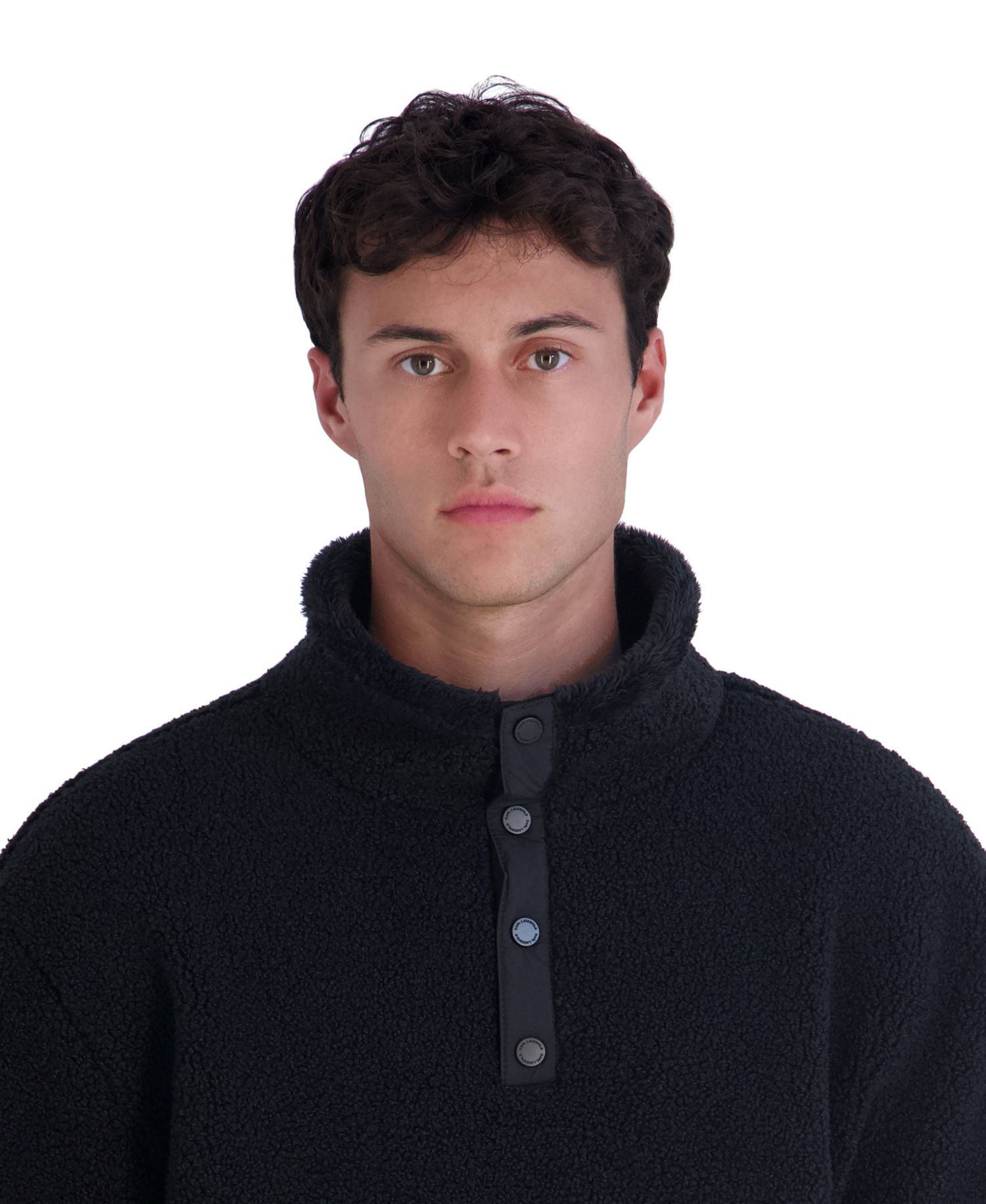 Mens's Mixed Media Sherpa Mock Neck Pullover
