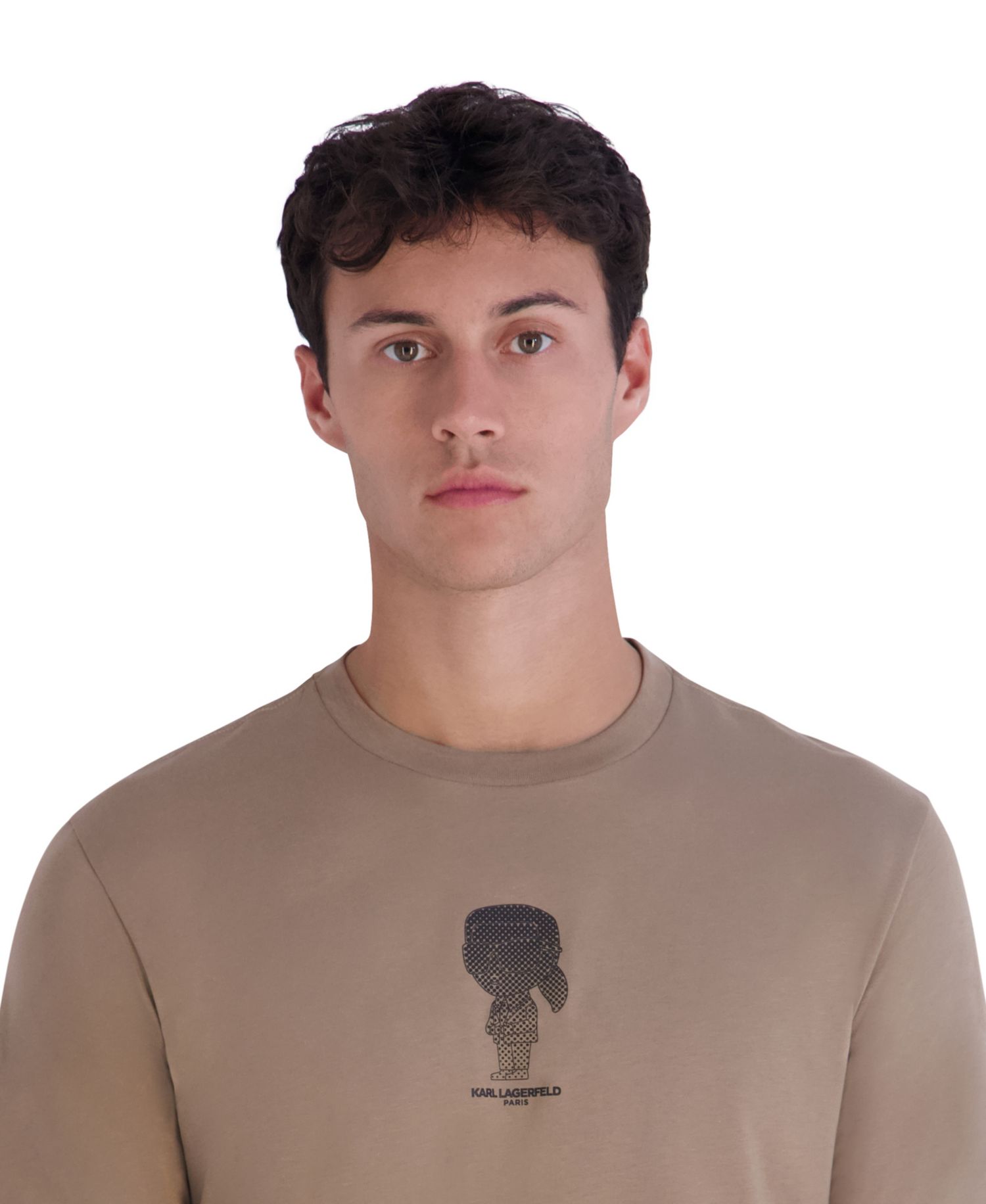 Men's Pixelated Outlined Karl Crewneck Modern-Fit T-Shirt