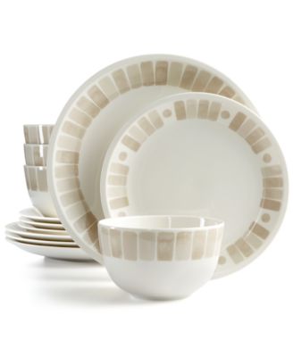 Martha Stewart Collection - Heirloom 12-Pc. Dinnerware Set in Gray