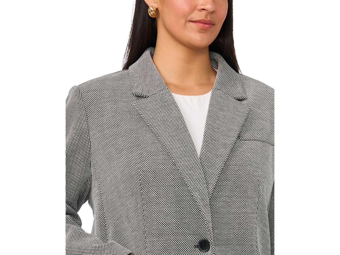 Женский пиджак Vince Camuto Plus Size Single-Button Mid-Length Stretch Blazer, цвет: Насыщенный чёрный — фото 7