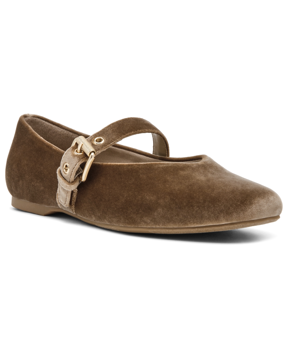 Dv Dolce Vita Women's Mulaney Buckle Mary Jane Flats - Mushroom Velvet