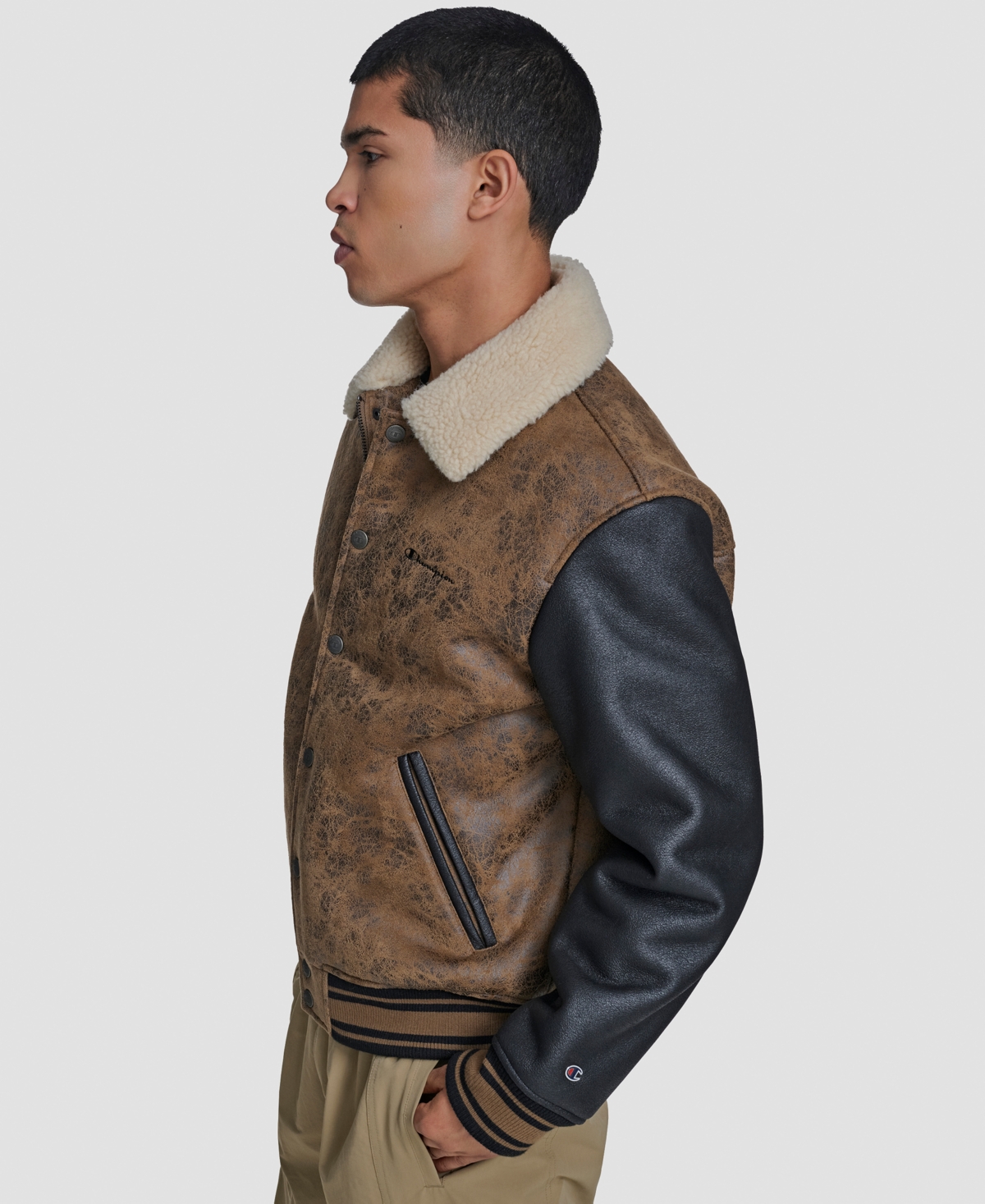 Champion Men's Faux Shearling Varsity Jacket