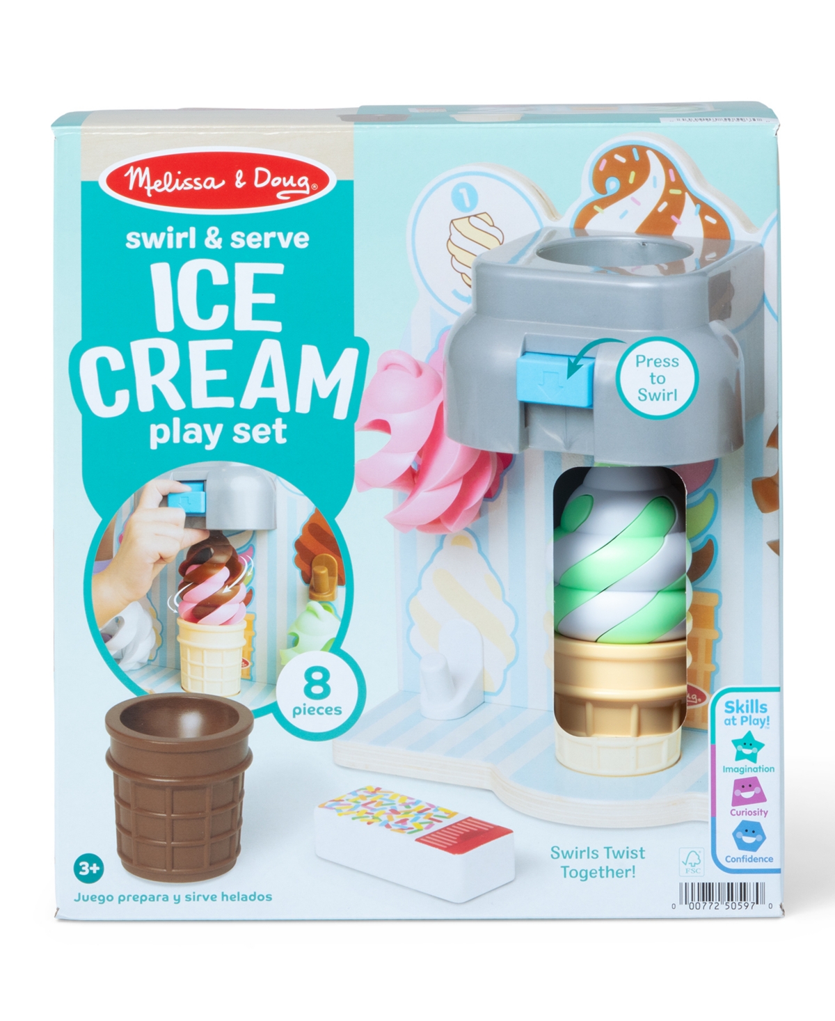 Melissa & Doug Two-Color Swirl & Serve 8-Piece Ice Cream Play Set, Ages 3+