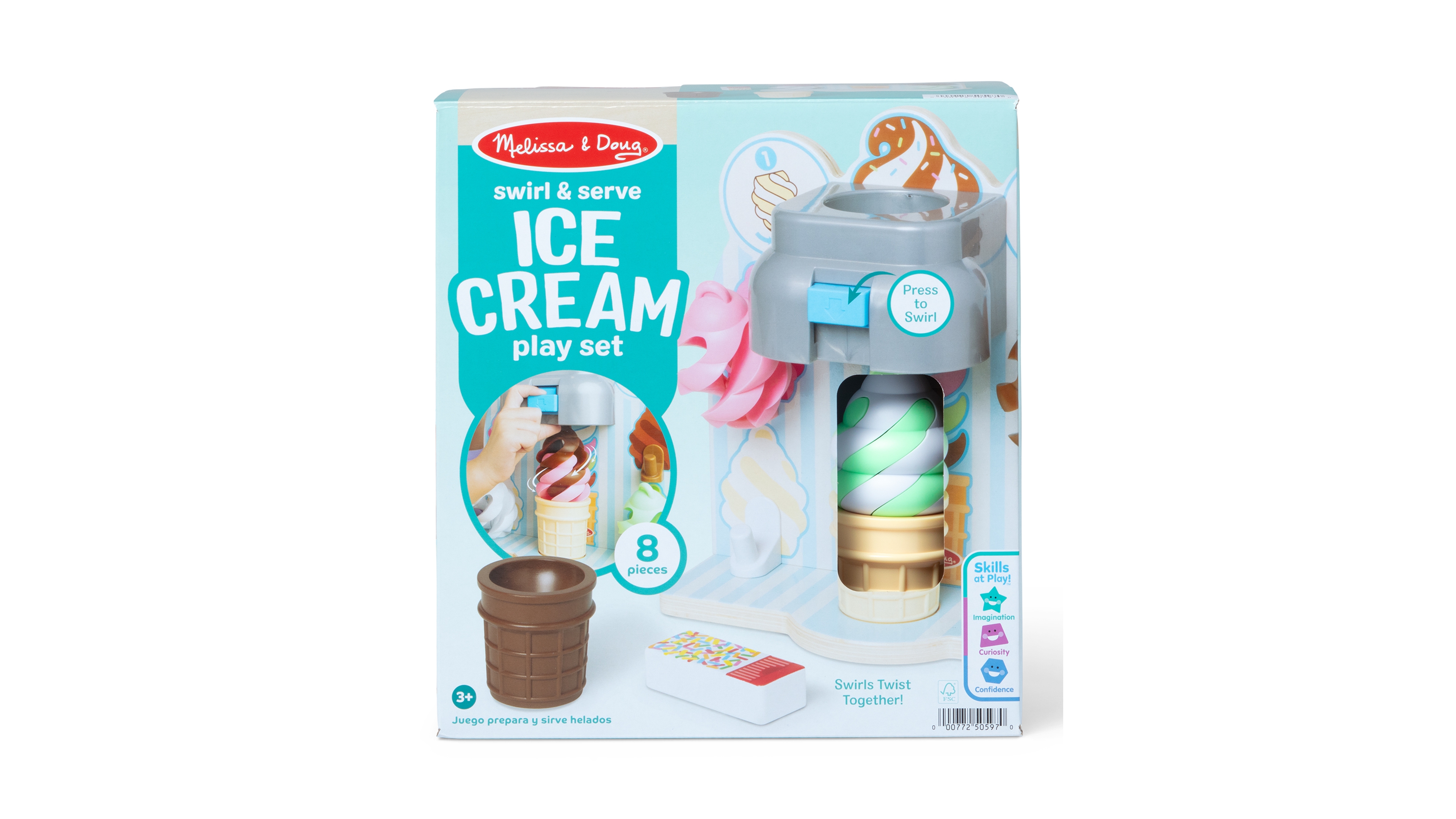 Melissa & Doug Two-Color Swirl & Serve 8-Piece Ice Cream Play Set, Ages 3+