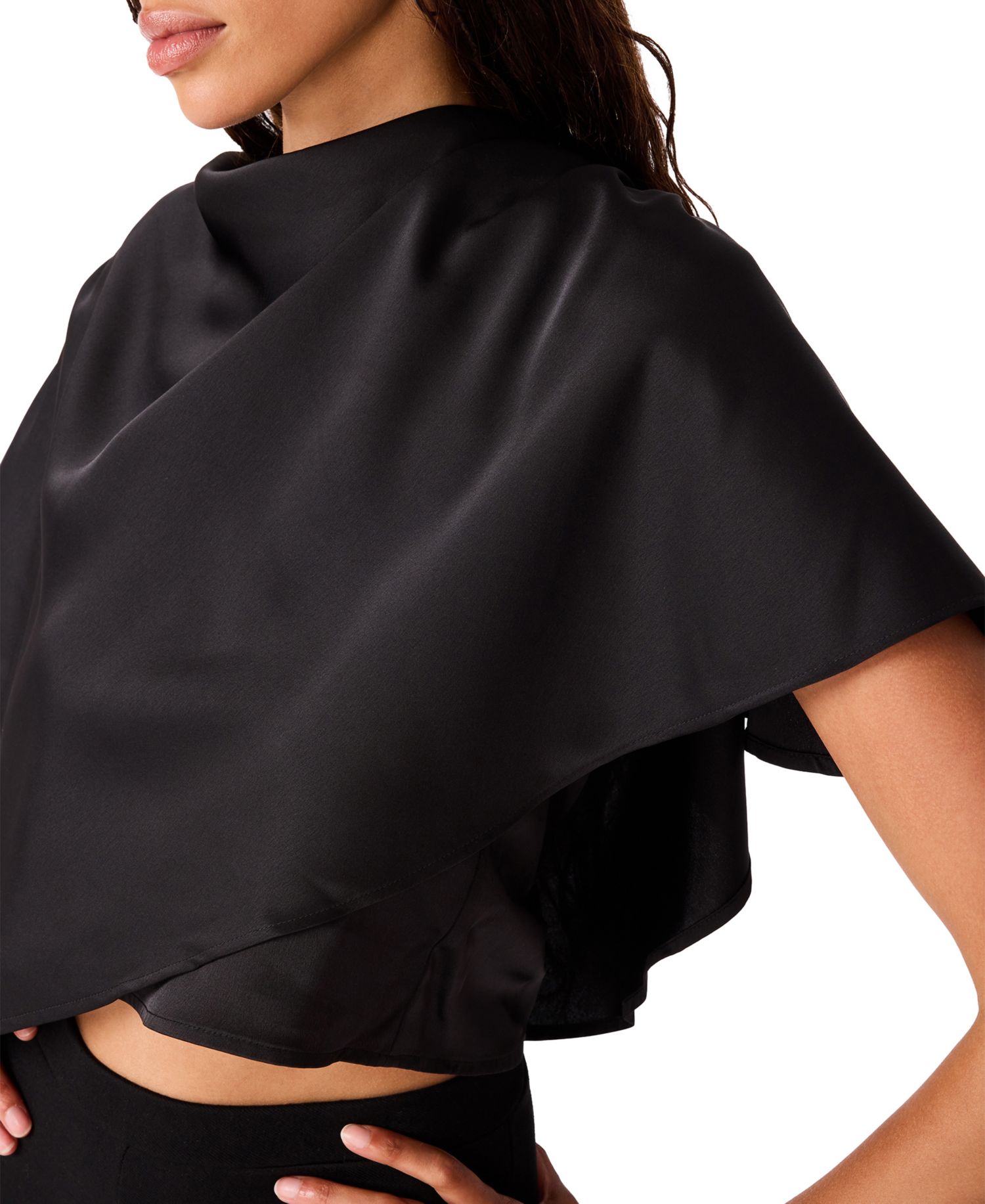 Women's Valery Asymmetrical Mock-Neck Satin Blouse