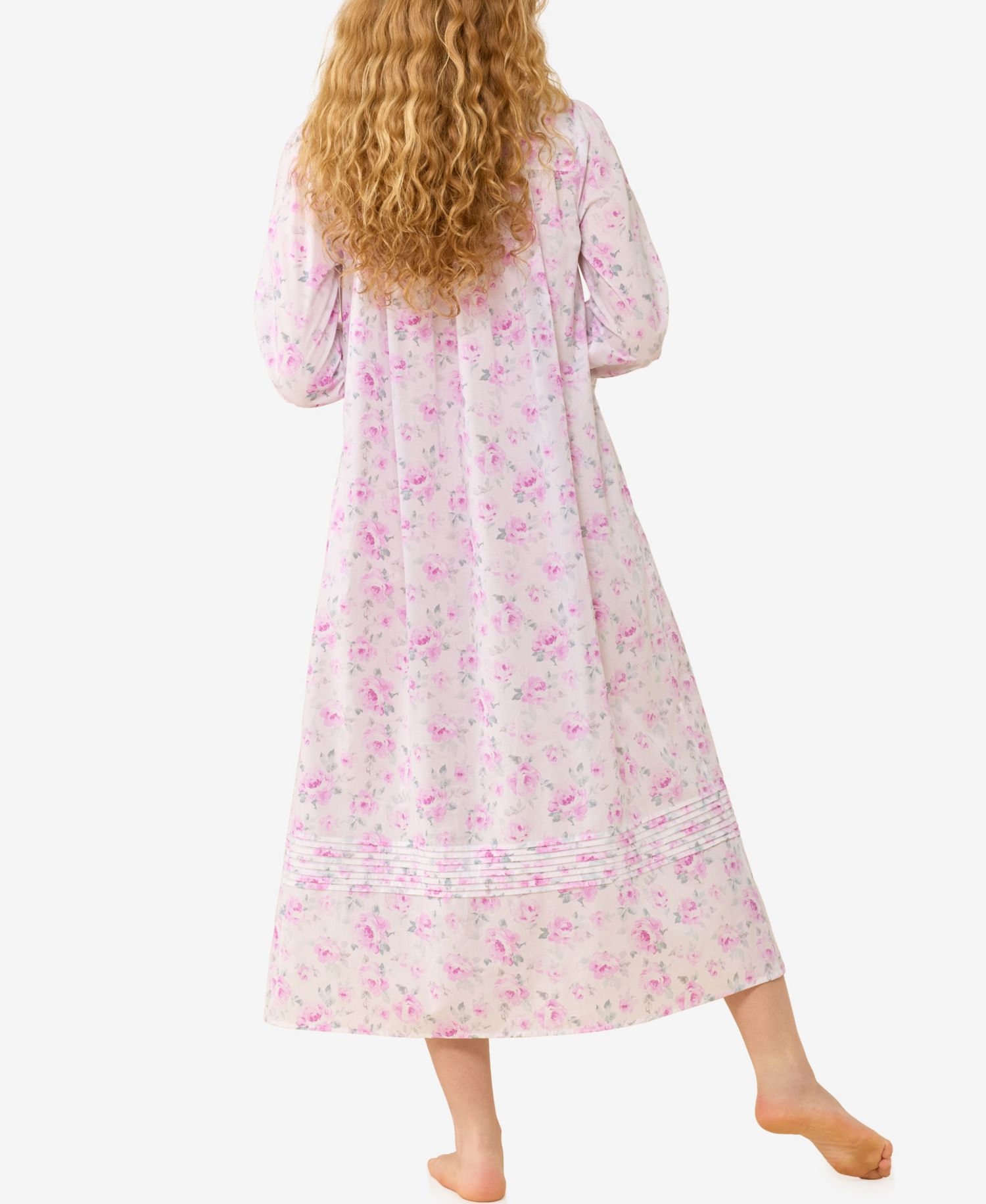 Women's Antique Rose Long-Sleeve Floral-Print Nightgown