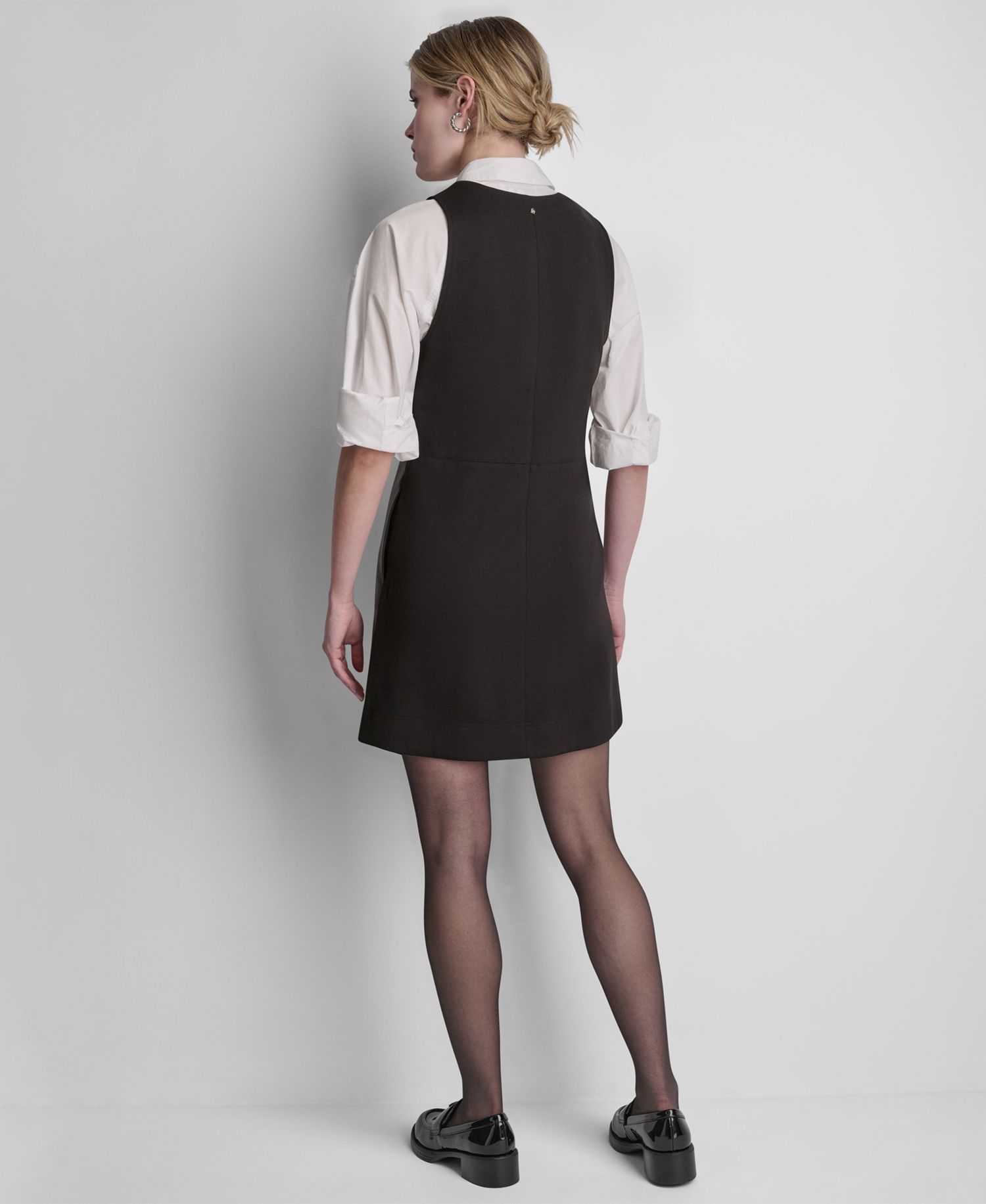 Women's Faux Leather Sleeveless V-Neck Mini Dress