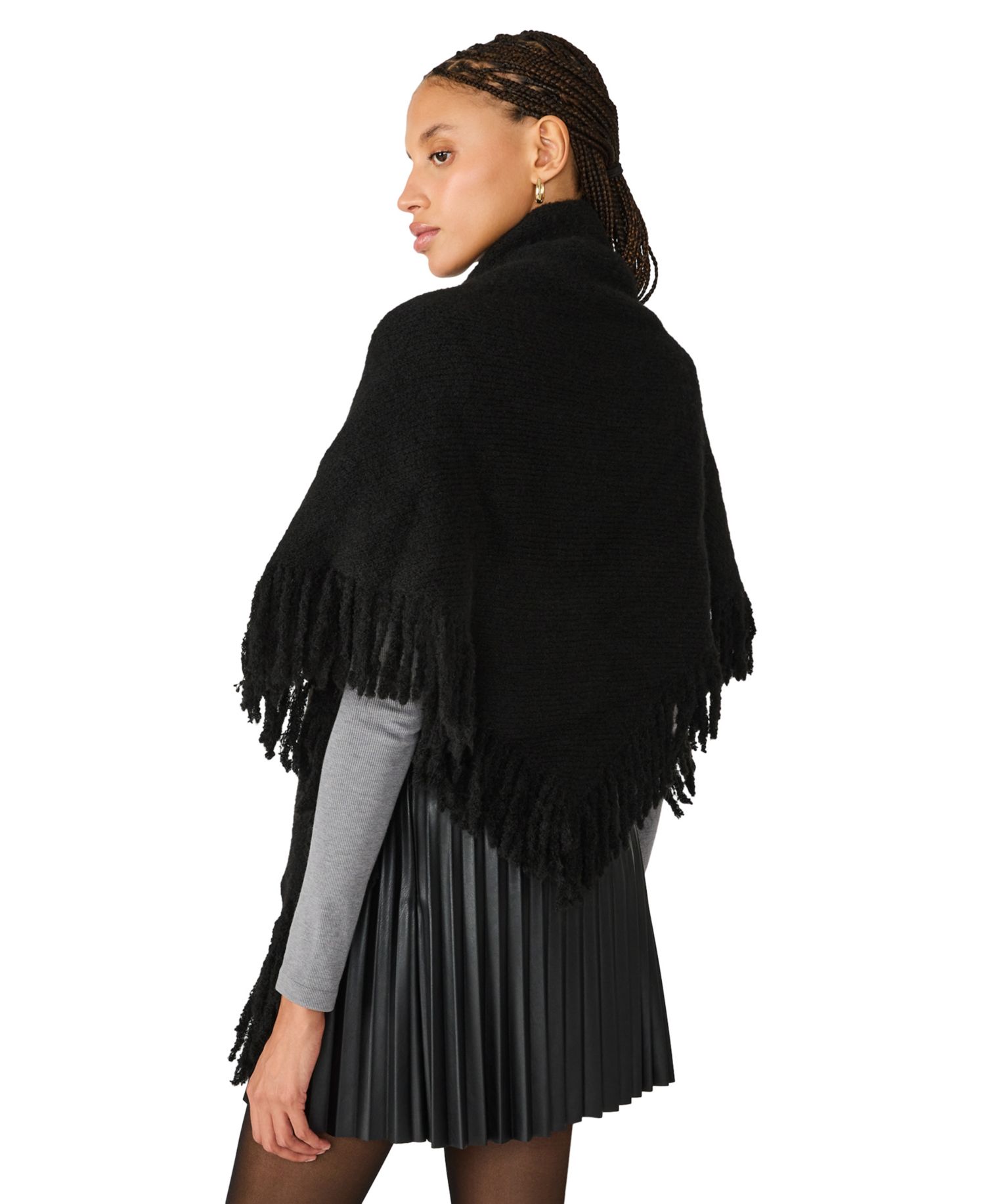 Fringe Marled Triangle Scarf