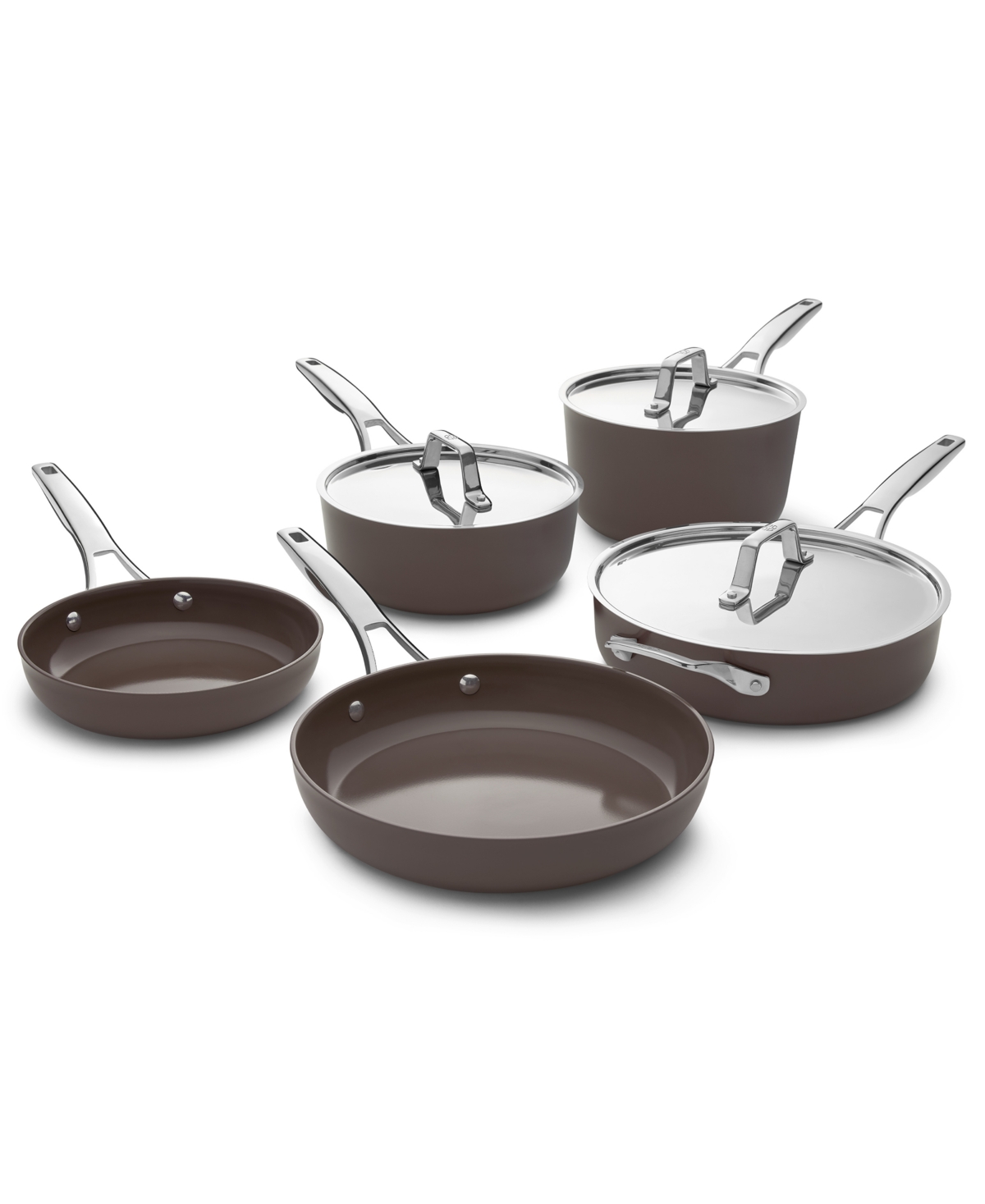 Calphalon Ceramic Premier 8-piece Cookware Set In Brown