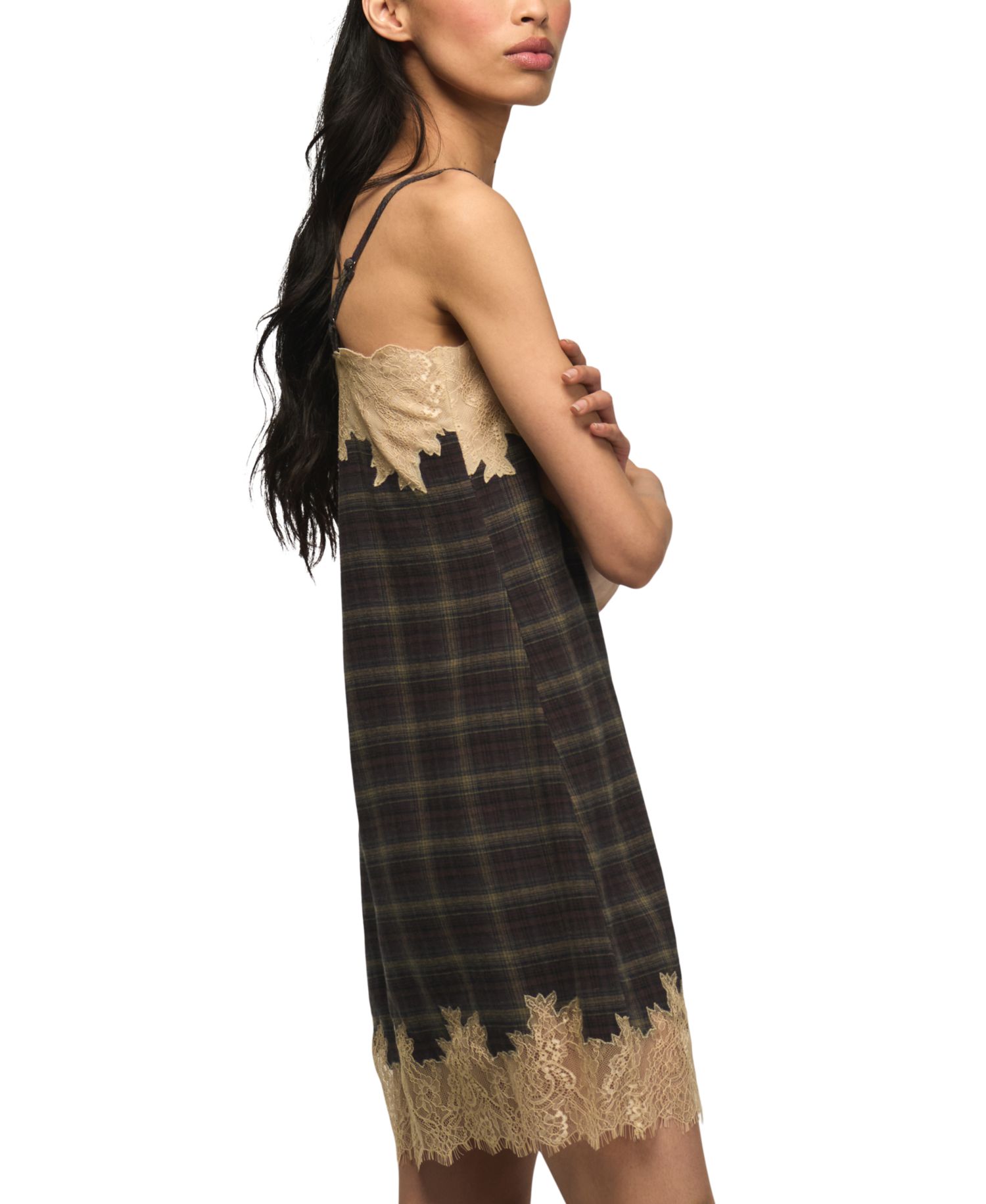 Women's Plaid Square-Neck Mini Dress