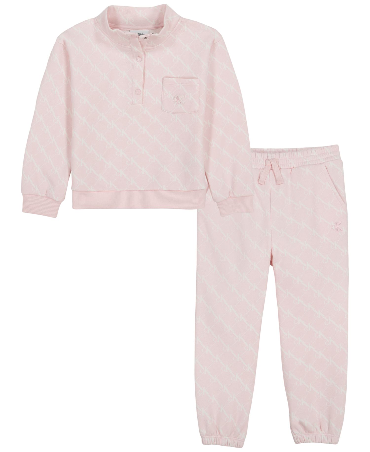 Baby Girls' Fleece Mock-Neck Top and Jogger Pants, 2-Piece Set