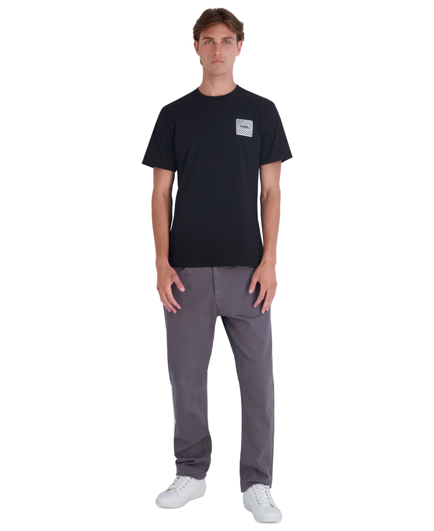 Men's Left Chest Patch Logo Modern-Fit Cotton T-Shirt