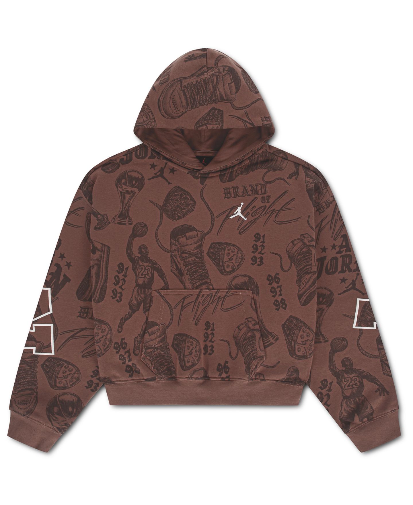 Худи Jordan Brooklyn Graphic-Print Kangaroo Pocket Fleece Pullover для мальчиков, цвет: Коричневый — фото 1