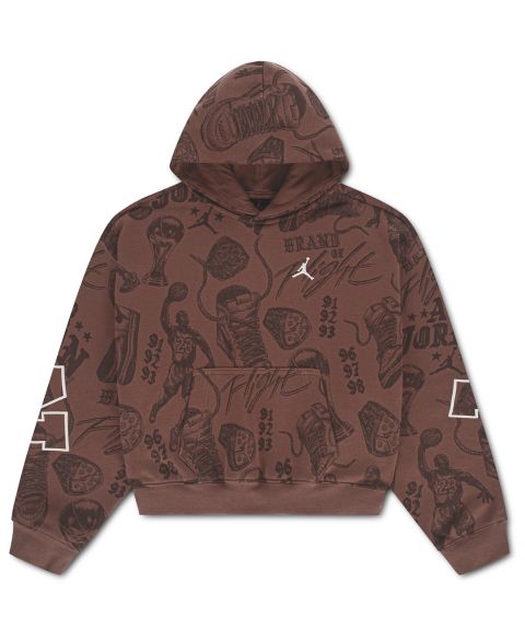 Худи Jordan Brooklyn Graphic-Print Kangaroo Pocket Fleece Pullover для мальчиков, цвет: Коричневый