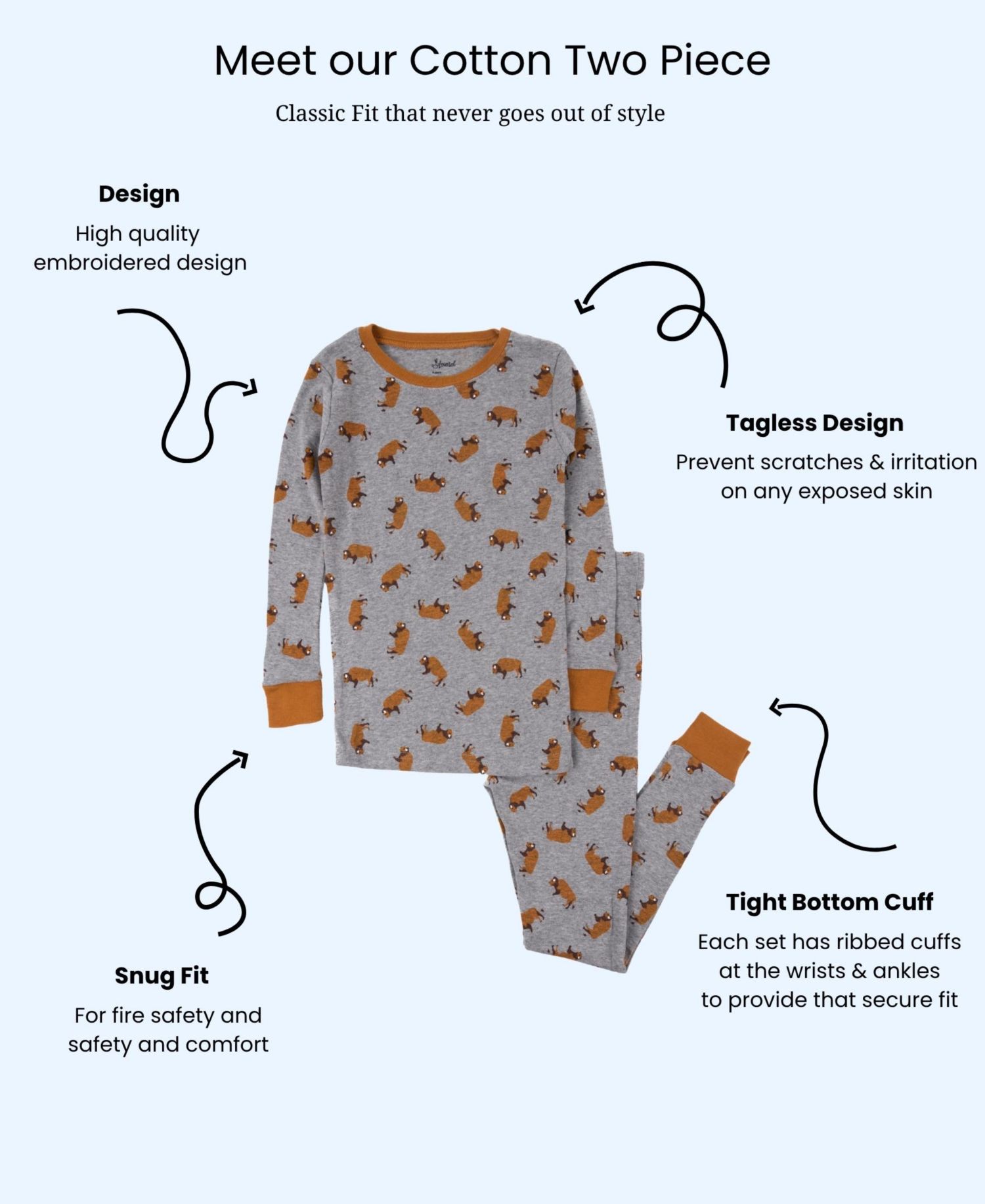 Boys' 4-20 Long-Sleeve Animal and Nature Print Cotton Top and Pants, 2-Piece Set