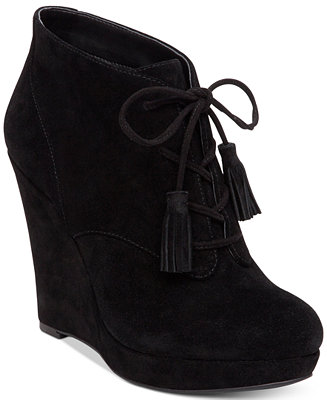 Jessica Simpson Cyntia Lace-Up Wedge Booties - Boots - Shoes - Macy's