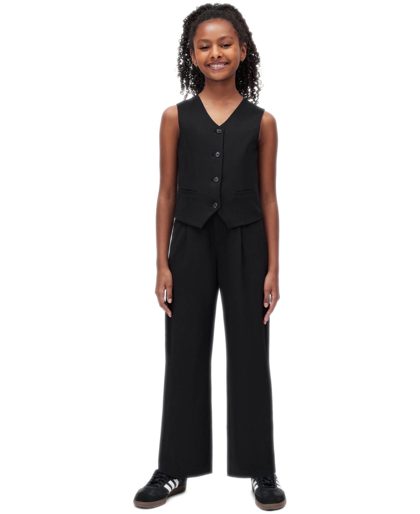 Брюки Calvin Klein Refined Stretch Tailored Wide-Leg для девочек, цвет: Чёрный — фото 6